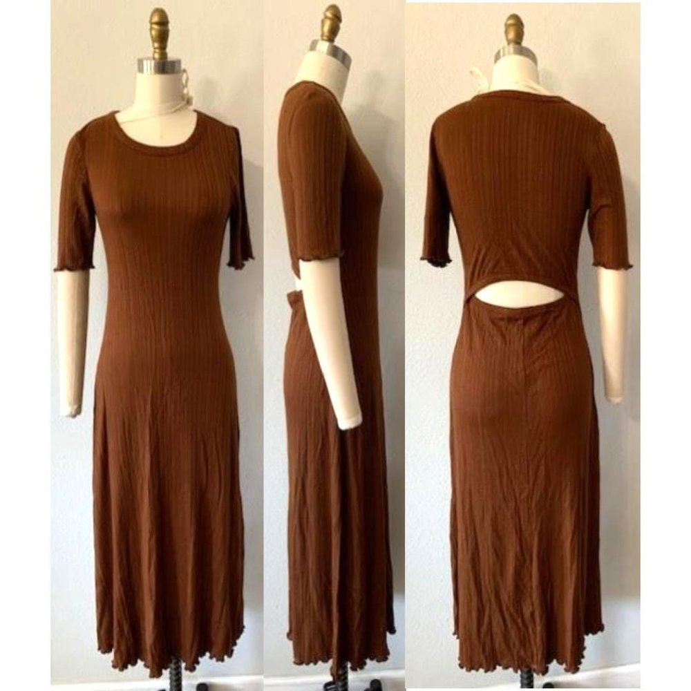 Everlane Rust Variegated Rib Dress M